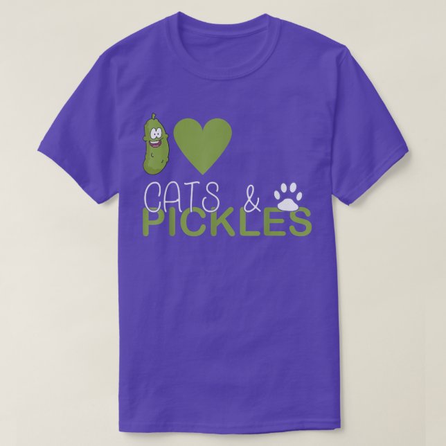 I Love Pickles & Cats, Pickle Vegetable Farming Ve T-Shirt (Design Front)
