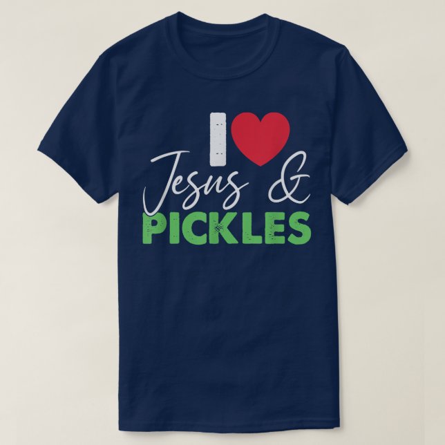I Love Pickles & Jesus  Pickle Vegetable Farming V T-Shirt (Design Front)