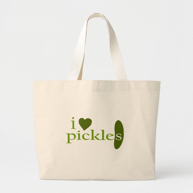 I Love Pickles Large Tote Bag (Front)