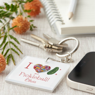 I Love Pickles & Pickleball Personalised Key Ring