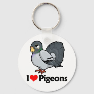 I Love Pigeons Key Ring