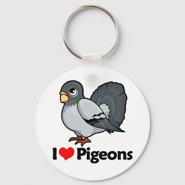 I Love Pigeons Key Ring (Front)