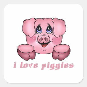 I Love Piggies Square Sticker