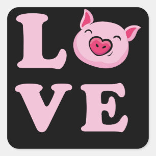 I Love Pigs Funny Pig Lover Square Sticker
