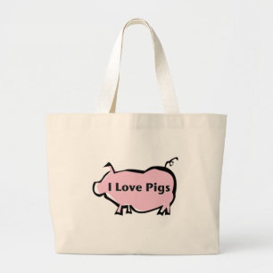 I Love Pigs Large Tote Bag
