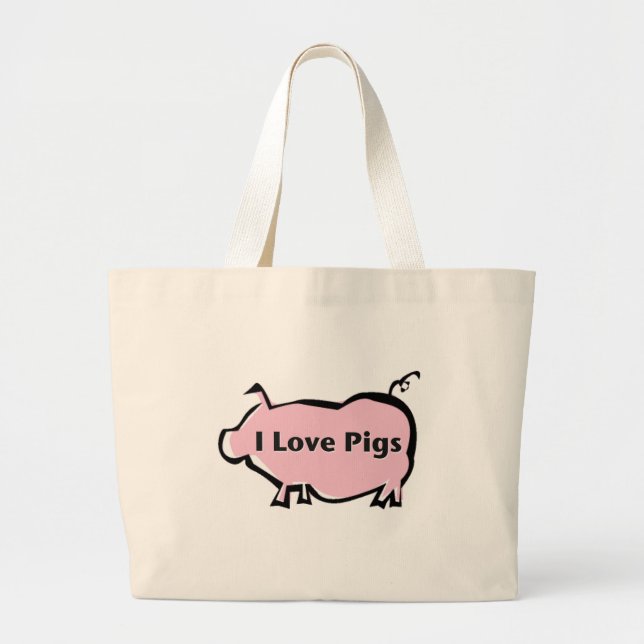 I Love Pigs Large Tote Bag (Front)