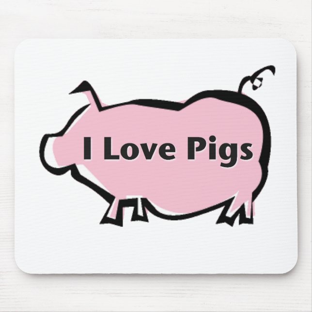 I Love Pigs Mouse Mat (Front)