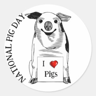I Love Pigs * National Pig Day Classic Round Sticker