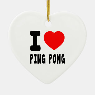I Love Ping Pong Ceramic Tree Decoration