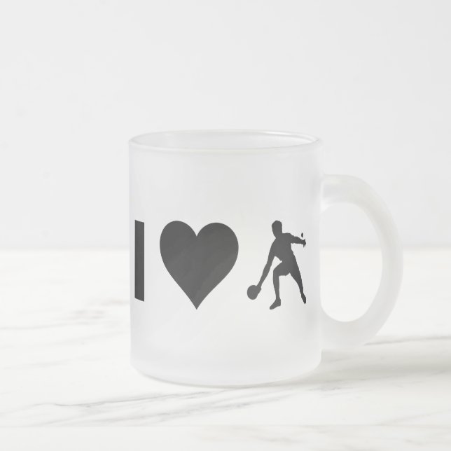 I Love Ping Pong Frosted Glass Coffee Mug (Right)