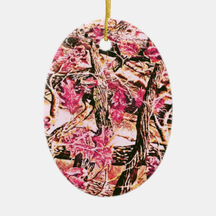 I Love Pink Camo Ceramic Tree Decoration