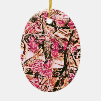I Love Pink Camo Ceramic Tree Decoration