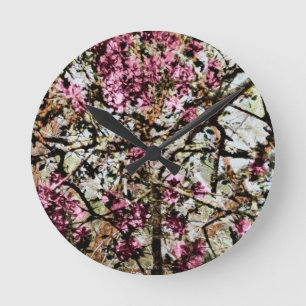 I Love Pink Camo Round Clock