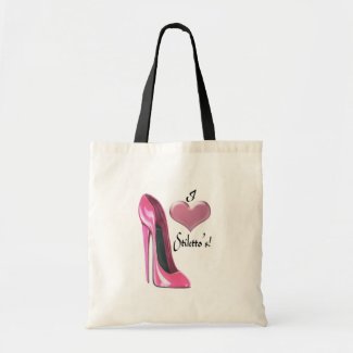 I love Pink High Heel Stiletto Shoe Art Tote Bag
