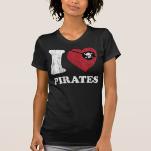 i Love Pirates- Cool Vintage Retro Style T Shirt