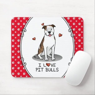 I Love Pit Bulls (lt brindle white 3) Hearts Cute Mouse Mat