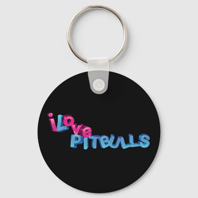 I Love Pitbulls in 3D Key Ring (Front)