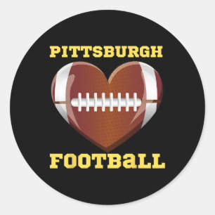 I Love Pittsburgh Football Heart Women Toddler Gir Classic Round Sticker