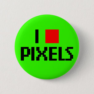 I Love Pixels Dark 6 Cm Round Badge