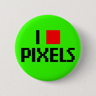 I Love Pixels Dark 6 Cm Round Badge