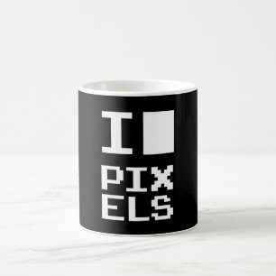 I Love Pixels, geek design, pixel art Coffee Mug