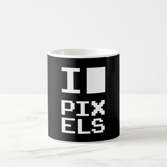 I Love Pixels, geek design, pixel art Coffee Mug (Center)