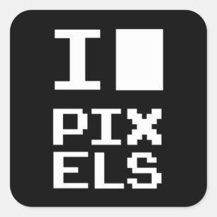 I Love Pixels, geek design, pixel art Square Sticker