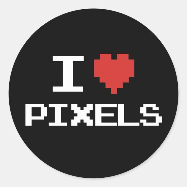 I love pixels pixelated heart retro 8bit gamer classic round sticker (Front)