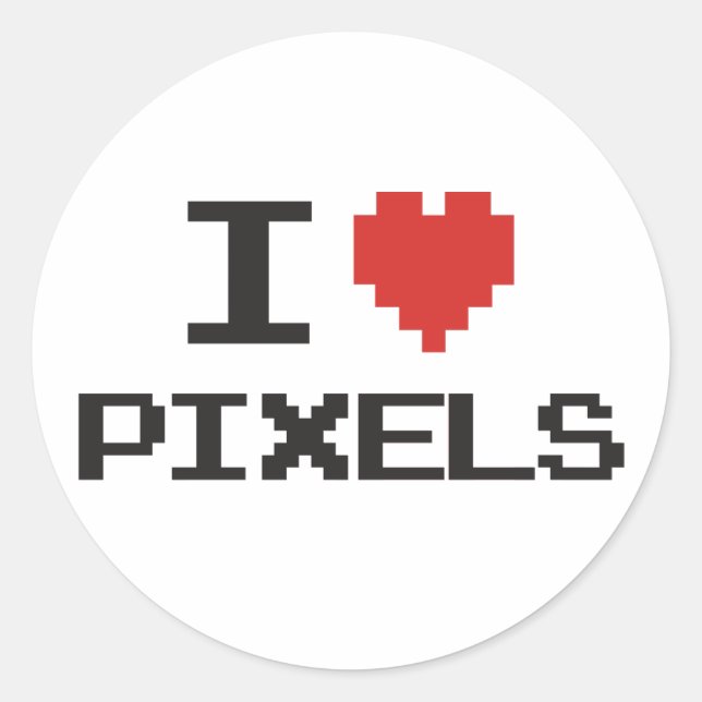 I love pixels pixelated heart retro 8bit gamer classic round sticker (Front)