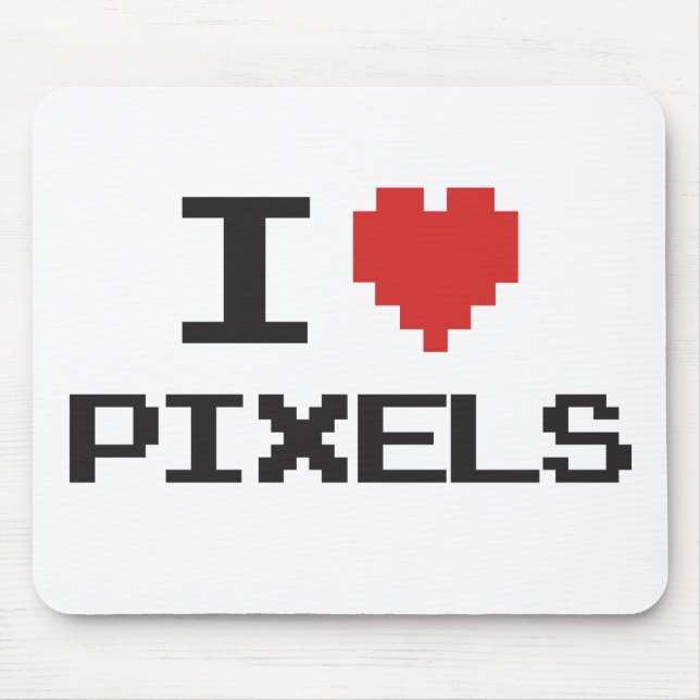 I love pixels pixelated heart retro 8bit gamer mouse mat (Front)