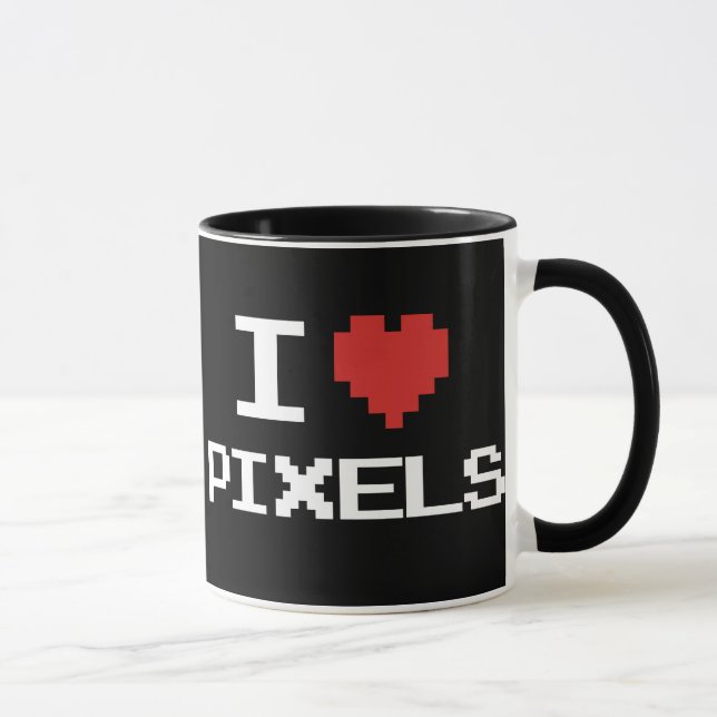 I love pixels pixelated heart retro 8bit gamer mug (Right)