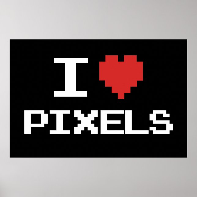 I love pixels pixelated heart retro 8bit gamer poster (Front)