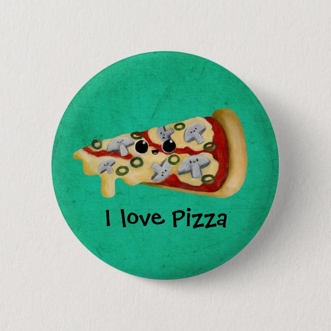 I love Pizza 6 Cm Round Badge (Front)