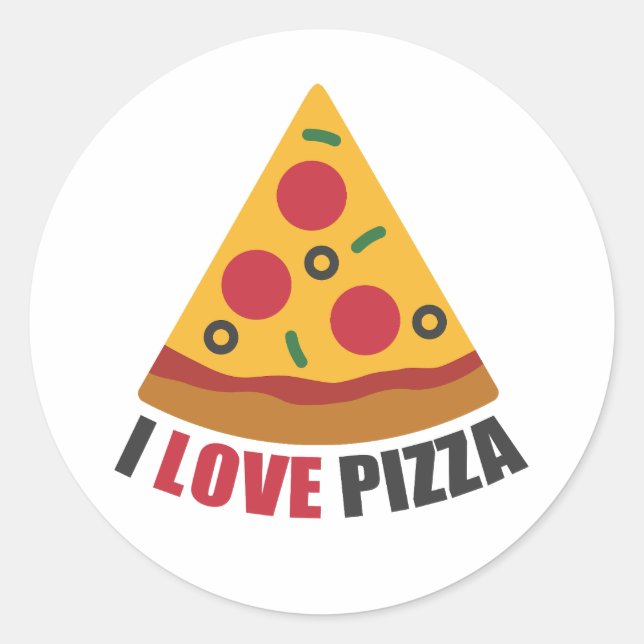 I LOVE PIZZA CLASSIC ROUND STICKER (Front)
