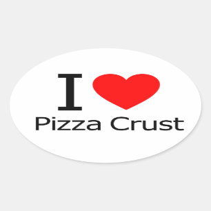 I Love Pizza Crust Oval Sticker
