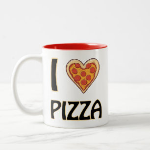 I love Pizza – Funny Food Lover Gift Two-Tone Coffee Mug