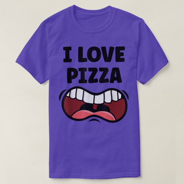 I Love Pizza Funny Hungry Mouth T-Shirt (Design Front)