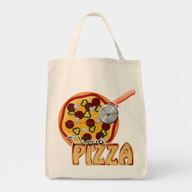 I Love Pizza - Organic Grocery Tote (Front)