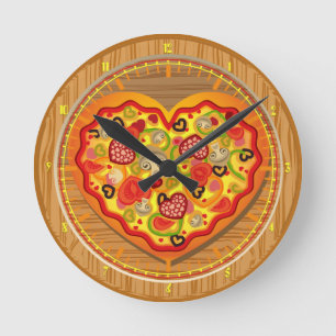 I love Pizza  Pizza Fast Food Wall Clock