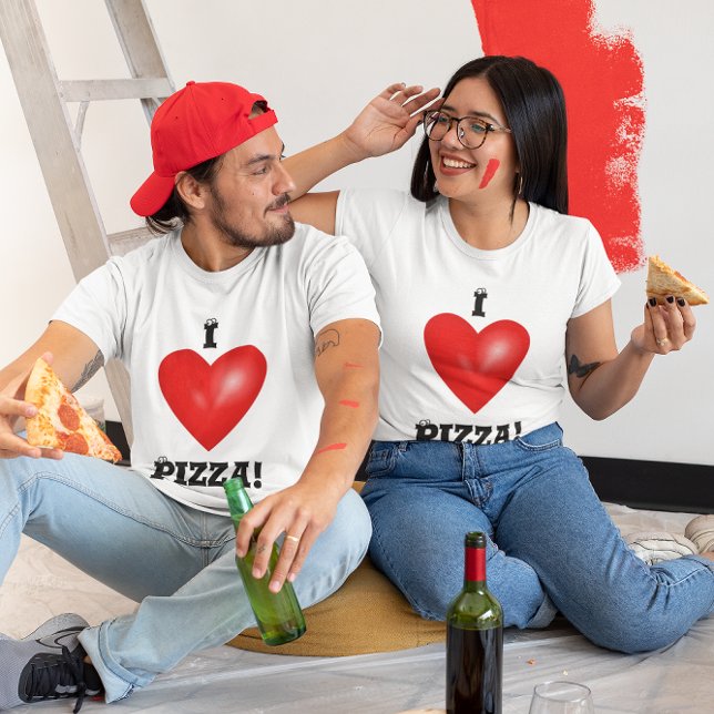 I Love Pizza Unisex T-Shirt (Pepperoni Pizza Slice Dark Shirt)