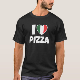 I Love Pizza with Italy Flag and Heart T-Shirt