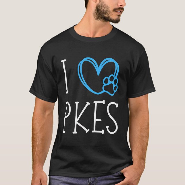 I Love Pkes Blackdark Grey T-Shirt (Front)