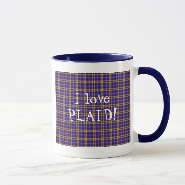 I Love Plaid- Blue Mug (Right)