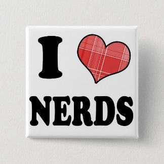 I Love (Plaid Heart) Nerds 15 Cm Square Badge