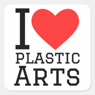 I love plastic arts  square sticker