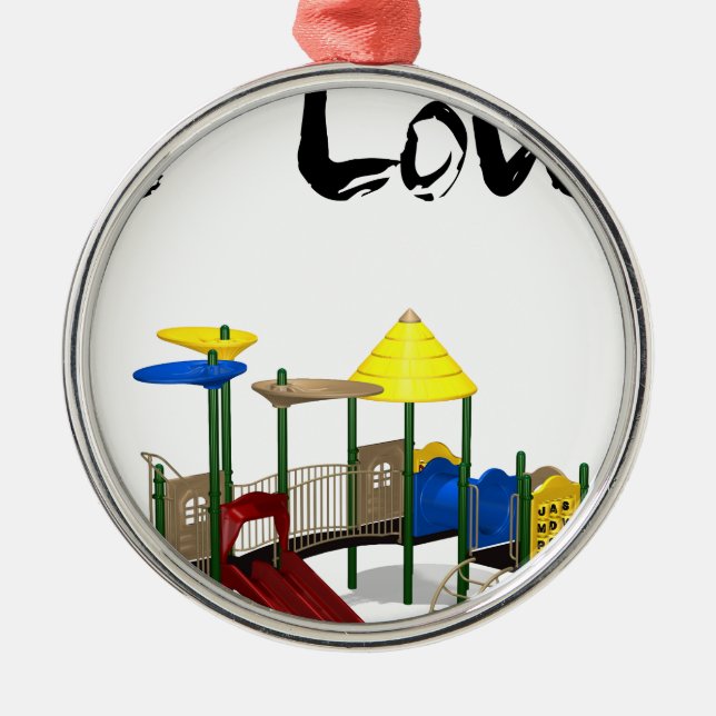 I Love Playground Metal Tree Decoration (Front)