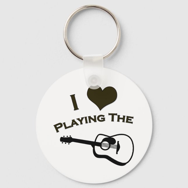 I Love Playing the Guitar Key Ring (Front)