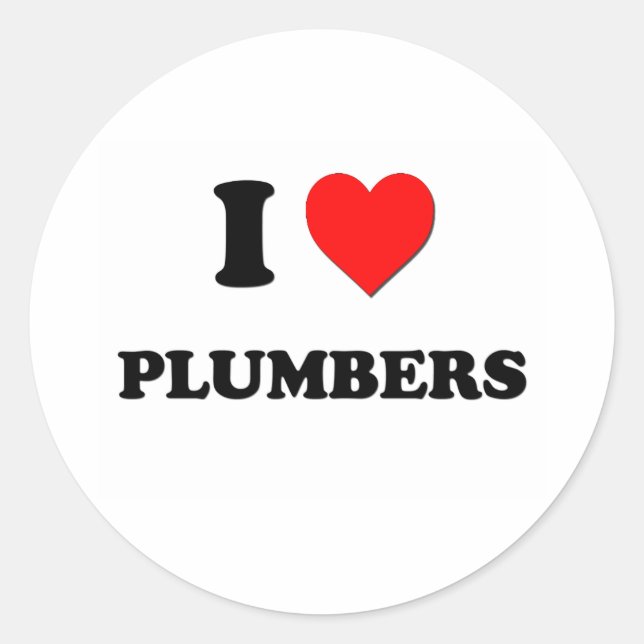 I Love Plumbers Classic Round Sticker (Front)
