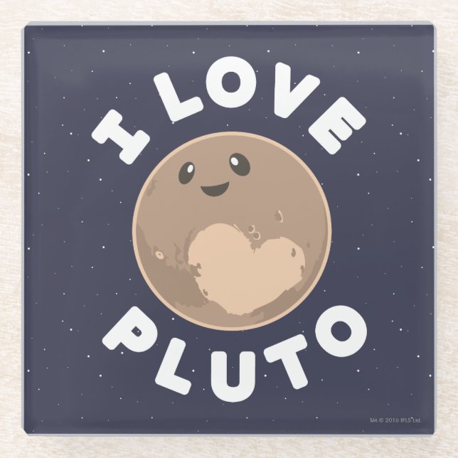 I Love Pluto Glass Coaster (Front)