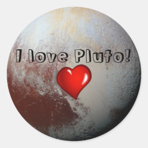 I love Pluto red heart Classic Round Sticker